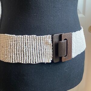 Elegant Beaded Belt in Cream